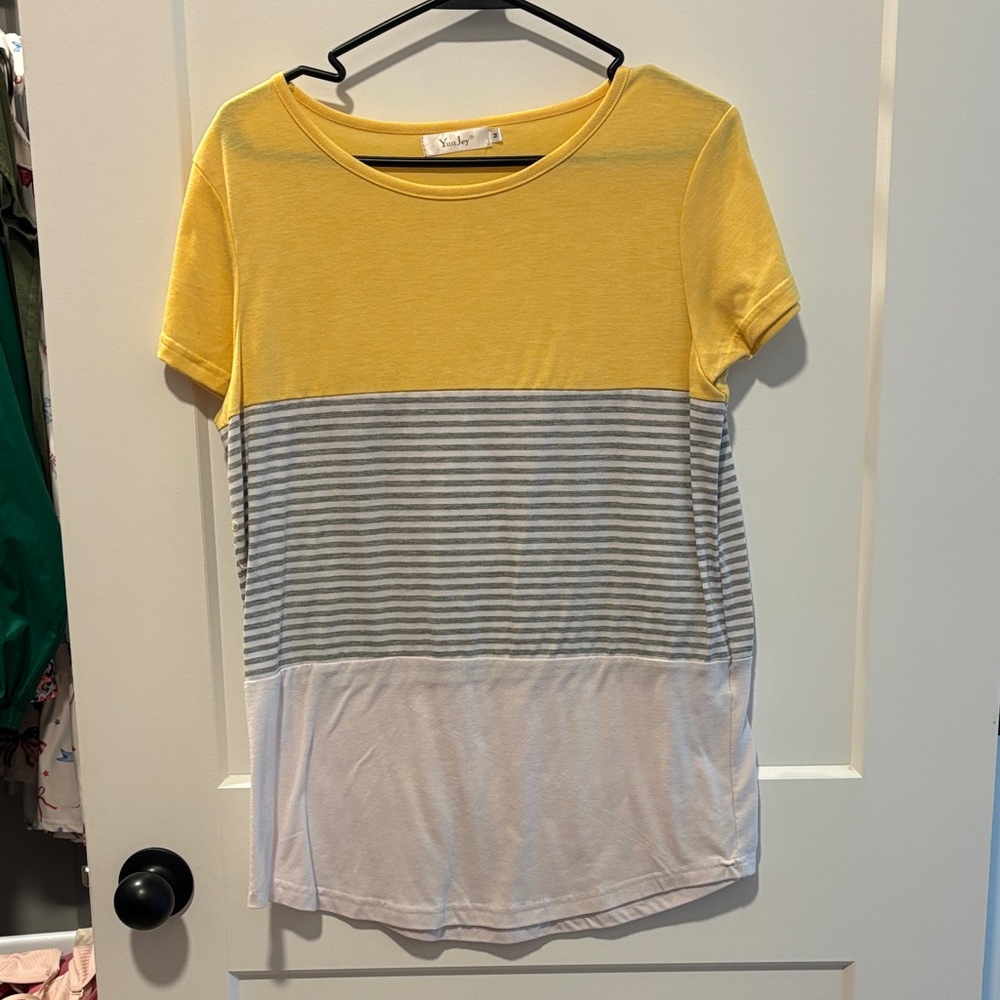 Yellow and Gray Striped T-Shirt